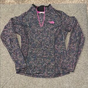The North Face Speckled Knit Pullover with Pink Accents